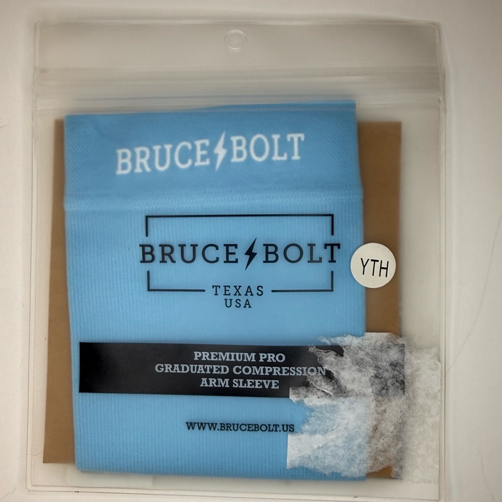 Bruce Bolt Youth Baby Blue Premium Pro Compression Arm Sleeve Baseball NEW